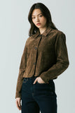 Button Up Suede Jacket Black Coffee