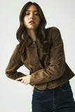 Button Up Suede Jacket Black Coffee