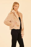 Plush Faux Fur Collar Jacket