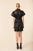 Faux Leather Zip Bubble Dress