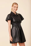 Faux Leather Zip Bubble Dress
