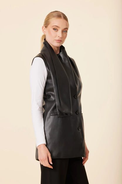 Faux Leather Scarf Vest