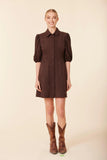 Faux Suede Puff Shoulder Dress