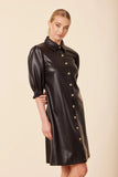 Faux Leather Button Down Dress