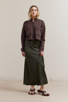 Mermaid Satin Skirt Deep Forest