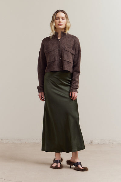 Mermaid Satin Skirt Deep Forest