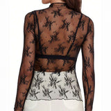 Long Sleeve Mock All Over Lace Top