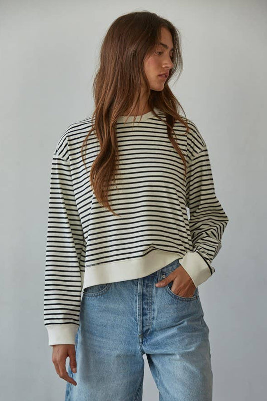 Striped Crew Neck Long Sleeve Top