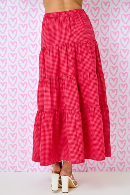 Gingham Tiered Long Skirt