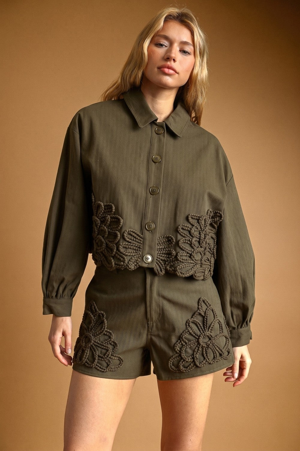 Floral Embellished Cropped Jacket