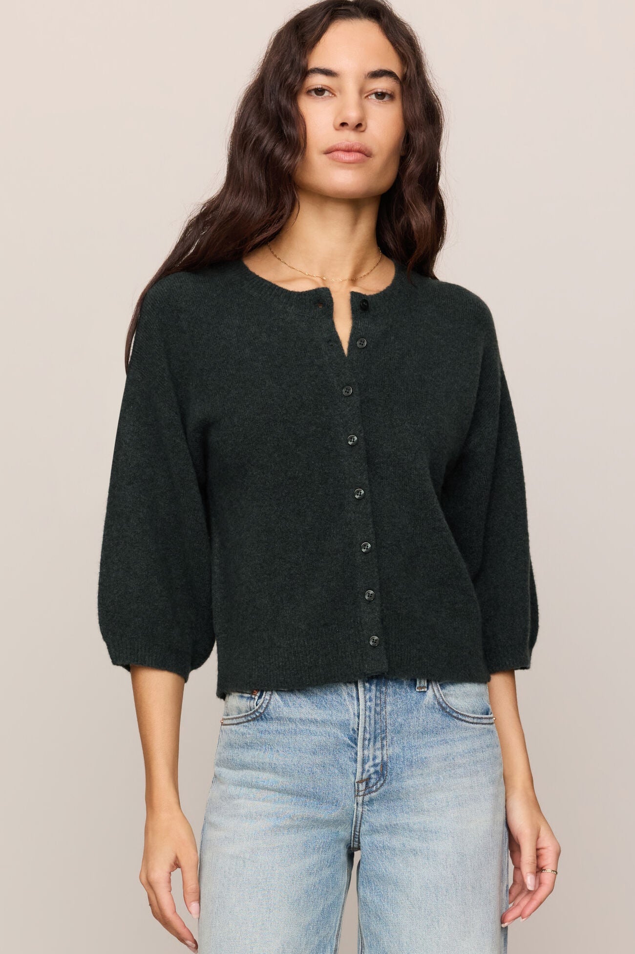 Valor 3/4 Sleeve Cardigan Emerald Cove