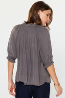 Tie Front Pleated Blouse Charcoal