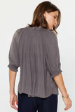 Tie Front Pleated Blouse Charcoal