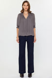 Tie Front Pleated Blouse Charcoal