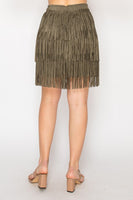 Olive Black Short Fringe Skirt