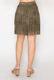 Olive Black Short Fringe Skirt