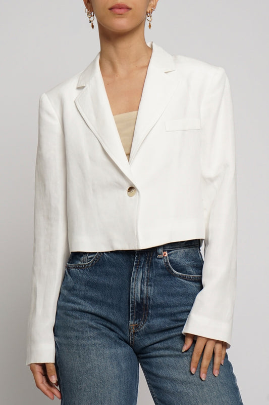 Cropped Boxy Linen Jacket