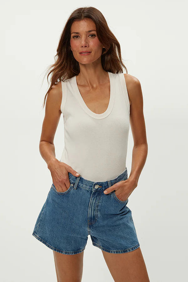 Brynn Scoop Neck Tank White