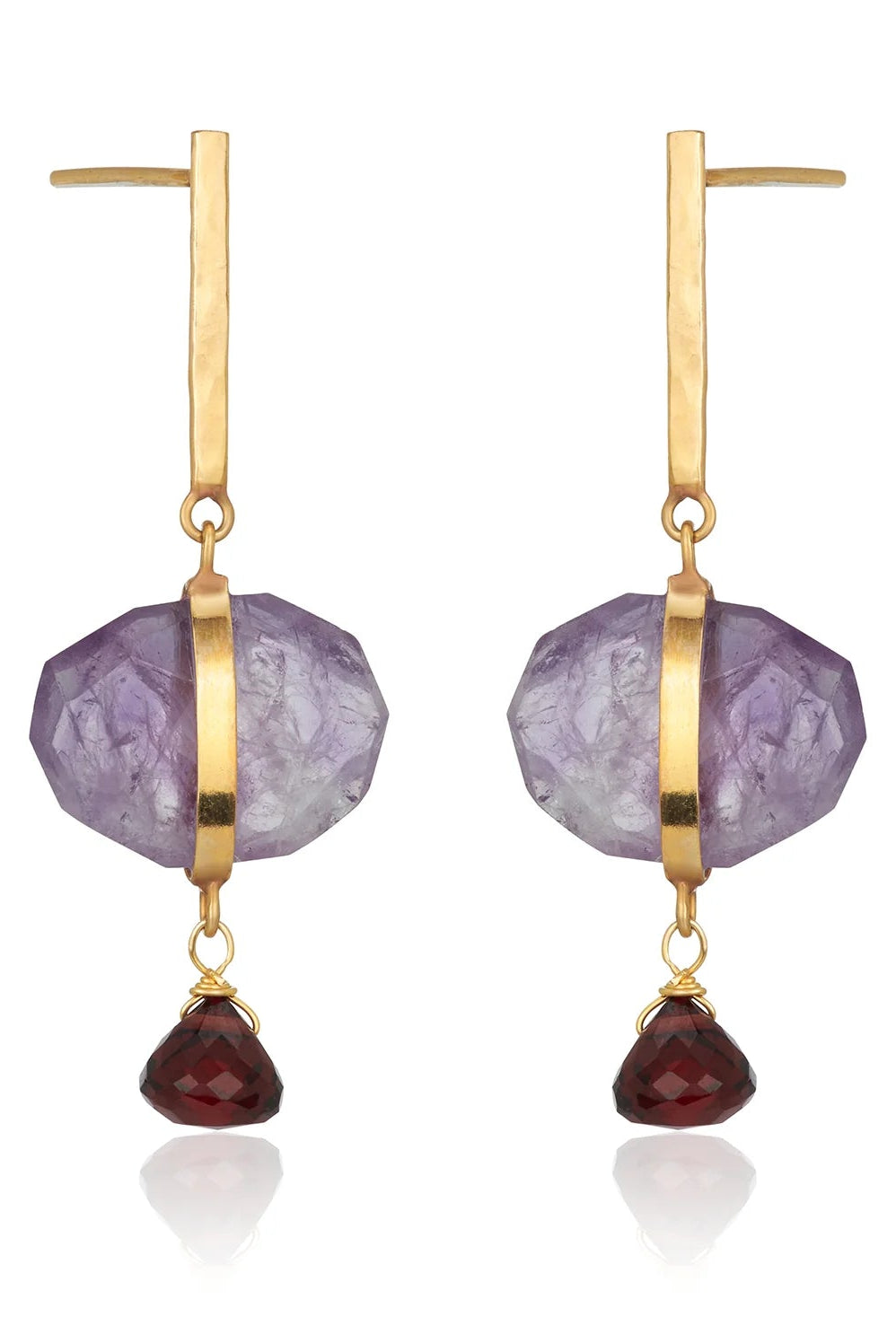 Amethyst & Garnet Drop Earrings