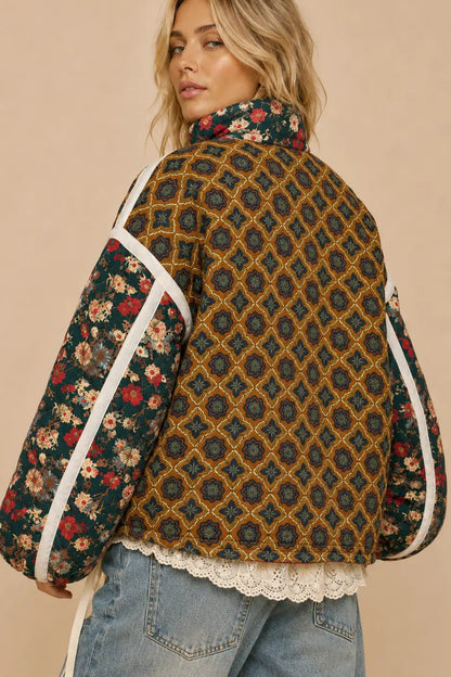 Patchwork Quilted Bomber Jacket
