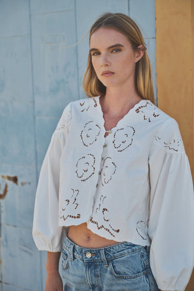 Embroidery Volume Sleeve Top