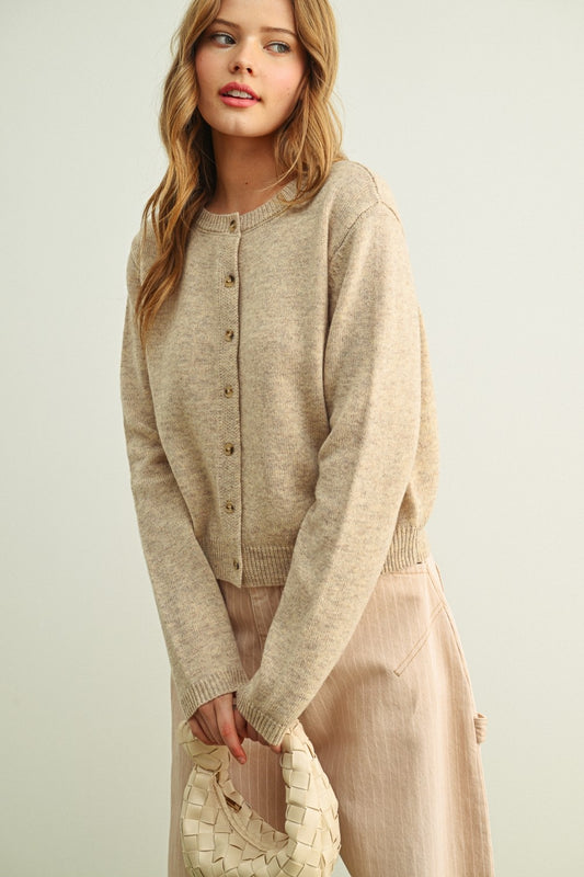 Round Neck Sweater Cardigan