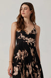 Blythe Black Floral Plisse Midi Dress