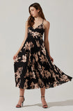 Blythe Black Floral Plisse Midi Dress