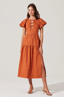 Aine Puff Sleeve Keyhole Dress