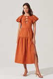 Aine Puff Sleeve Keyhole Dress