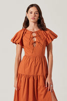 Aine Puff Sleeve Keyhole Dress