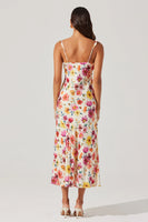 Zoie Ruffle Strap Floral Satin Dress