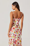 Zoie Ruffle Strap Floral Satin Dress