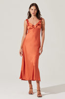 Zoie Ruffle Strap Satin Dress