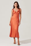 Zoie Ruffle Strap Satin Dress