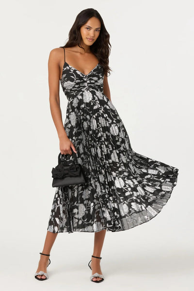 Saoirse Metallic Pleated Dress