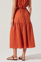 Nalley Eyelet Tiered Midi Skirt