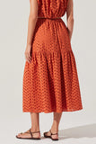 Nalley Eyelet Tiered Midi Skirt