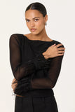 Brisa Mesh Feather Trim Top