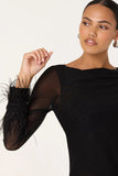 Brisa Mesh Feather Trim Top