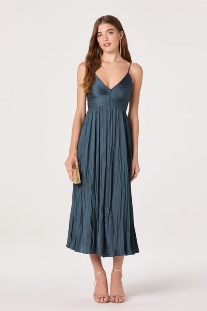 Maeve Pleated Midi Dress Dark Teal