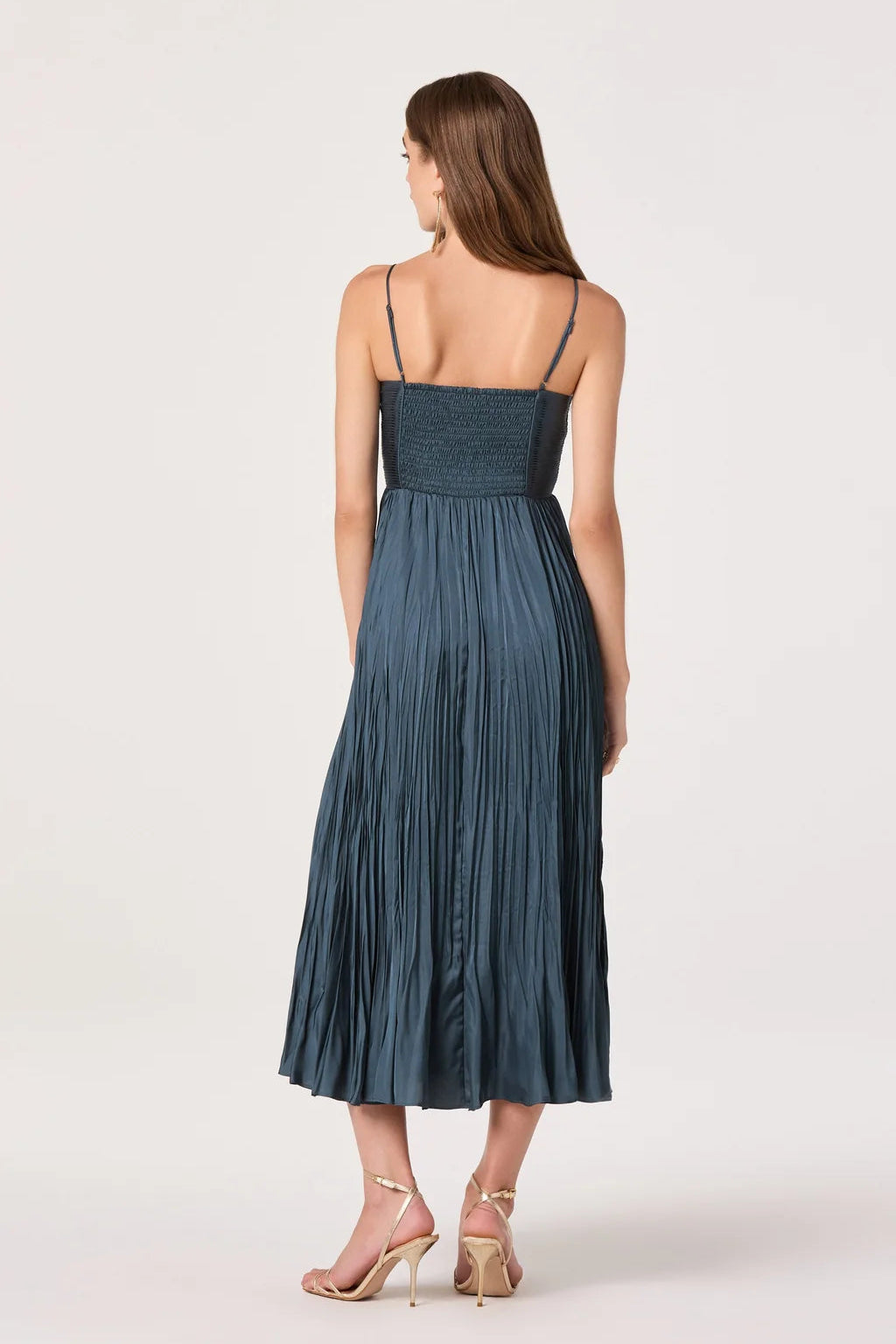 Maeve Pleated Midi Dress Dark Teal