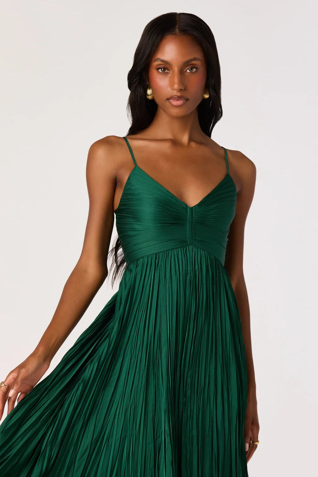 Maeve Pleated Midi Dress Hunter Green