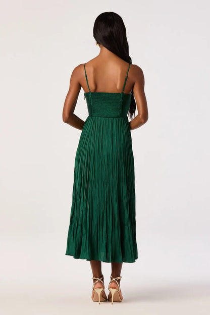 Maeve Pleated Midi Dress Hunter Green