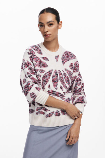 Abstract Leaf Print Sweater