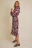 Abstract Print LS Midi Dress