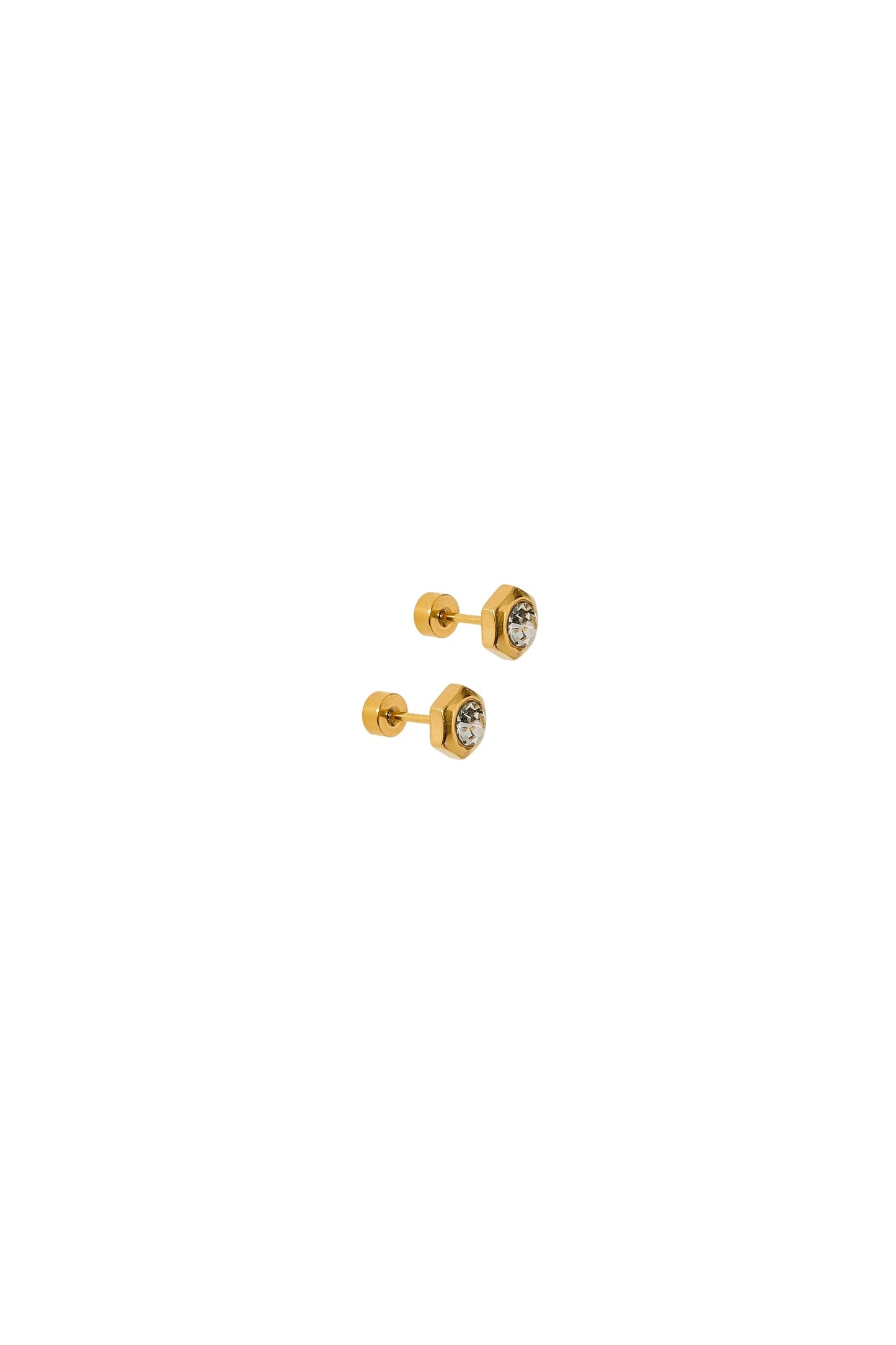 Addison Clear CZ Screwback Studs Gold