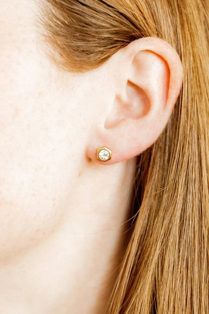 Addison Clear CZ Screwback Studs Gold