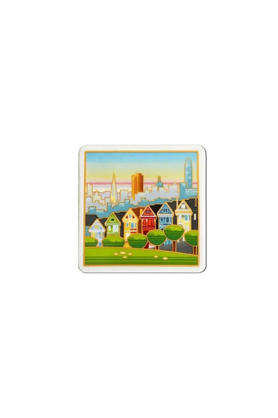 Alamo Square Sunset Ceramic Coaster