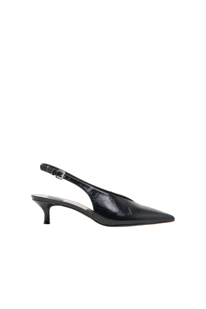 Alenna Crinkle Patent Slingback Heels Midnight